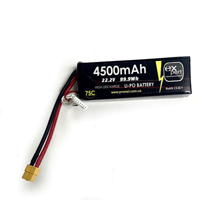 Акумулятор для FPV дронів - АКБ 22.2V 4500-75С-6S (S) Uitra-High-Power Battery soft case, black